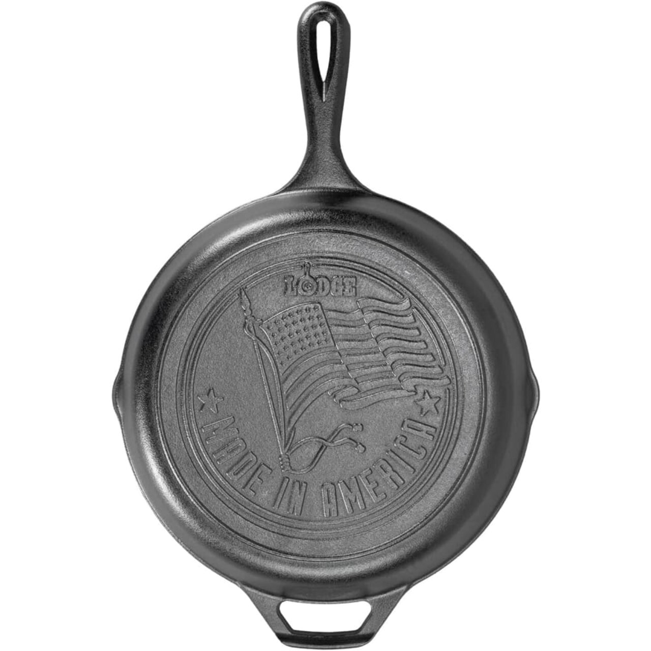 Lodge Cast Iron Skillet, 10.25 inch diameter with Assist Handle and Distinctive American Flag Design, Pre-Seasoned and Made in USA